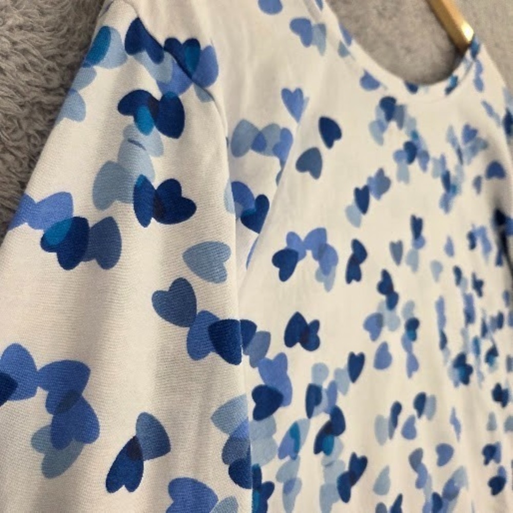Woman Within T-Shirt Women's 4X Blue Heart Print Long Sleeve Cotton Blend Top - Picture 11 of 11